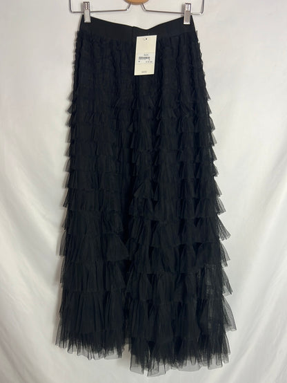 MULAYA. Falda tul y volantes negra. T U (s/m)