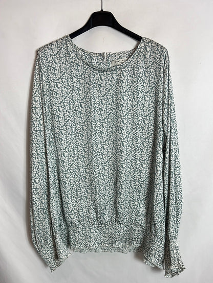 CORTEFIEL. Printed satin blouse. T XXL