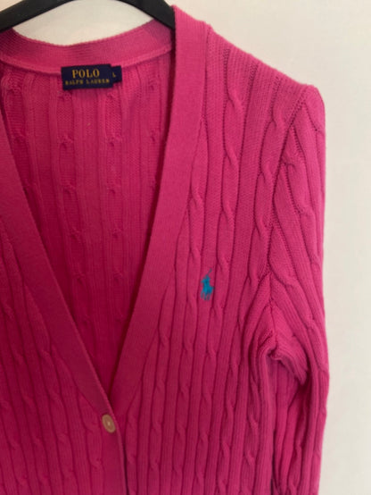 POLO RALPH LAUREN. Cárdigan fucsia. T L