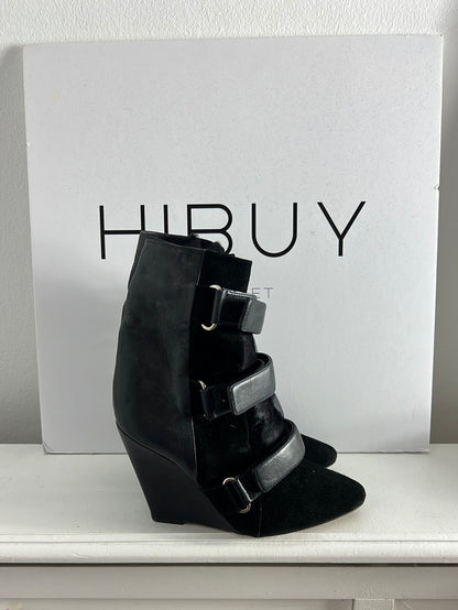 ISABEL MARANT. Botines negros triple textura y plataforma interior. T 37