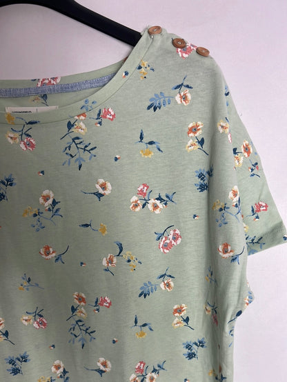 SPRINGFIELD. Camiseta verde claro flores. T M