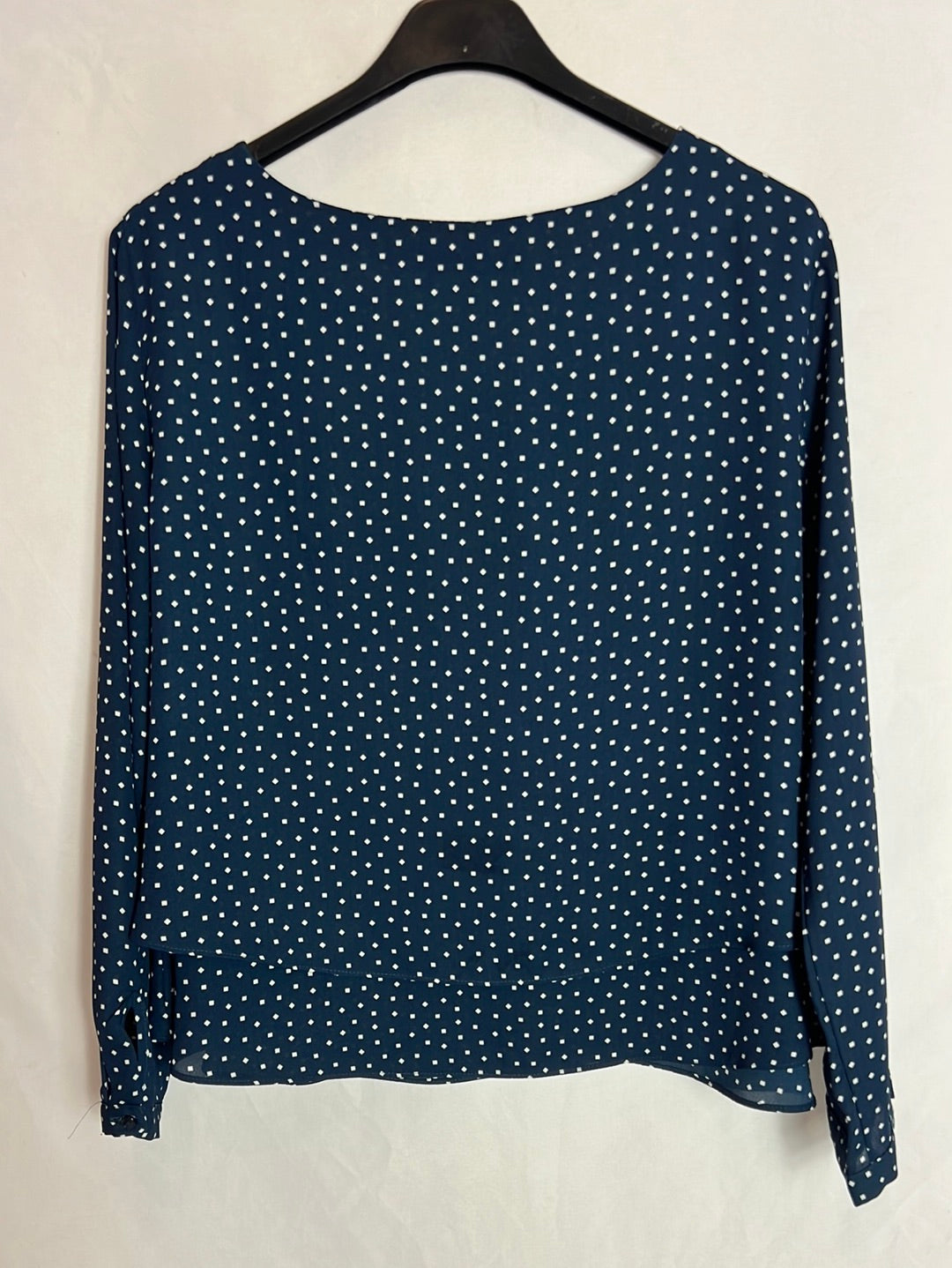 ZARA. Blusa azul con estampado de puntos. T.m