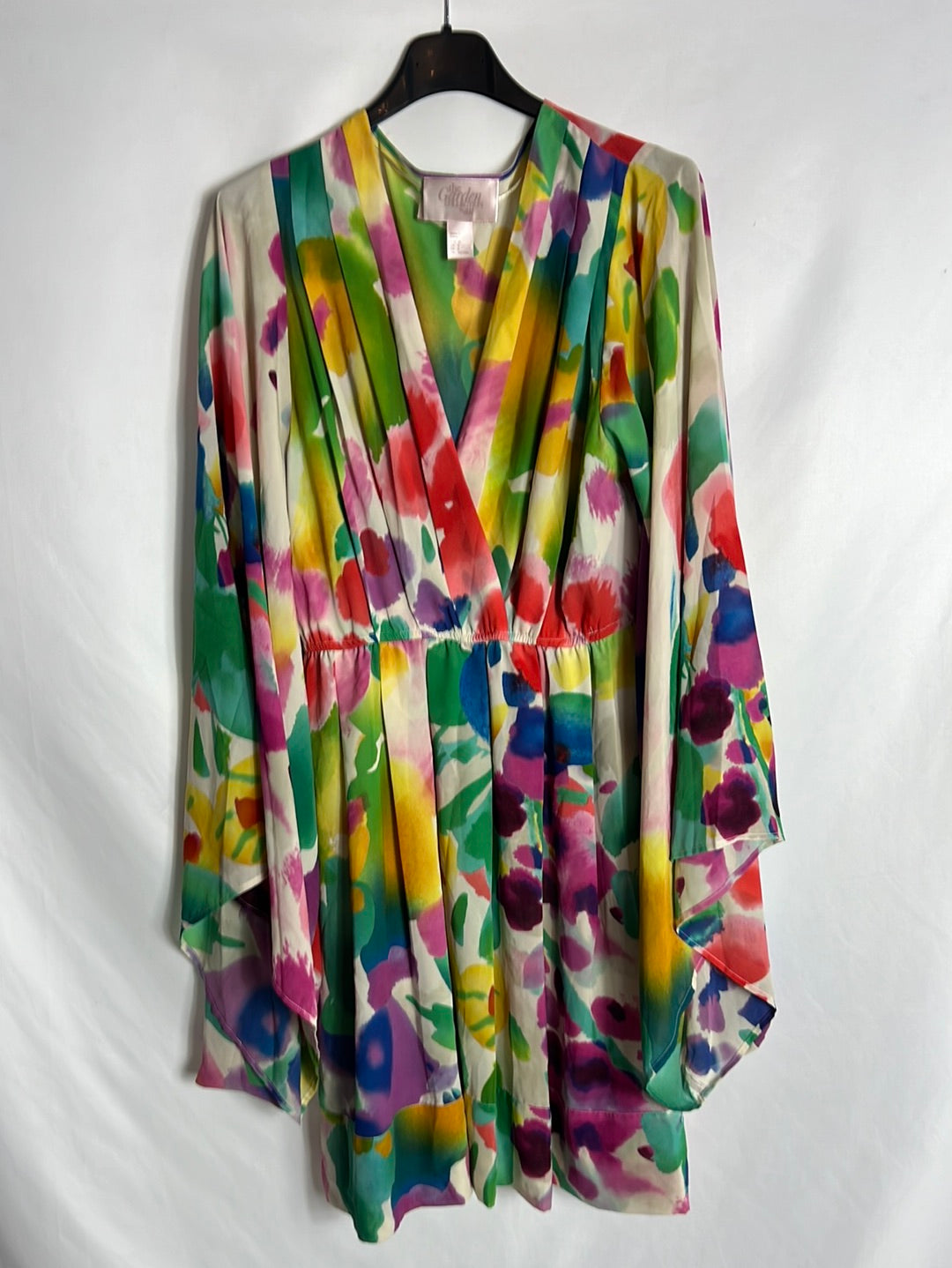 H&M. Vestido corto multicolor detalle manga. T 38