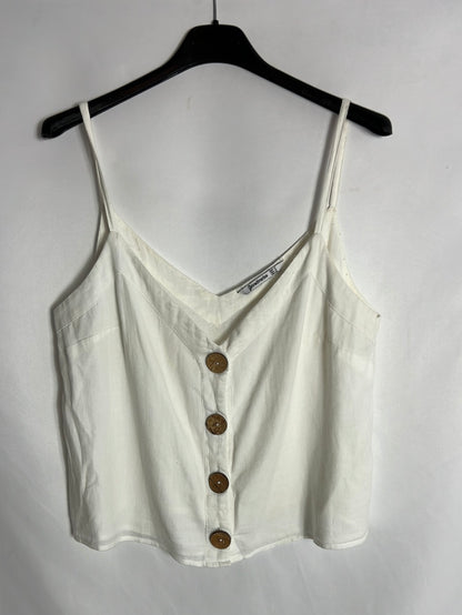 STRADIVARIUS. Top efecto lino botones. T M