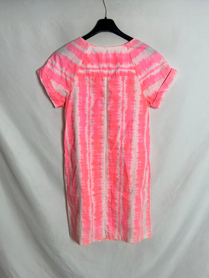 GAP. Vestido corto tie dye rosa flúor. T S