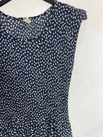 ENERDA. Vestido midi azul flores. T L