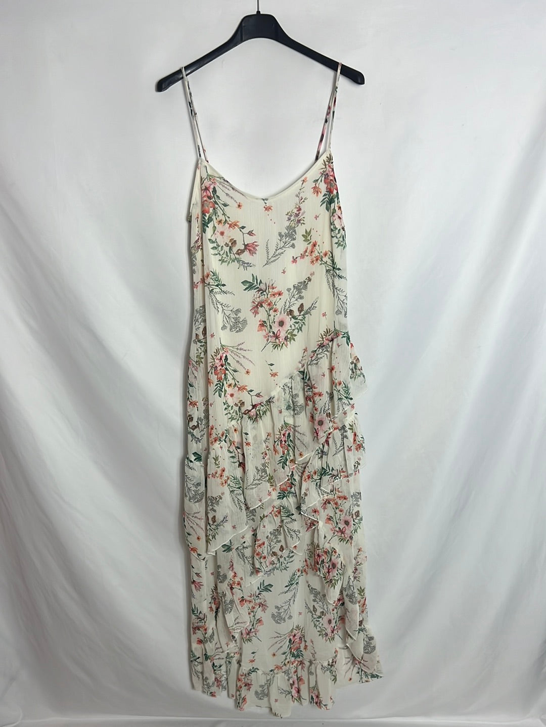 STRADIVARIUS. Vestido gasa estampado flores. T S