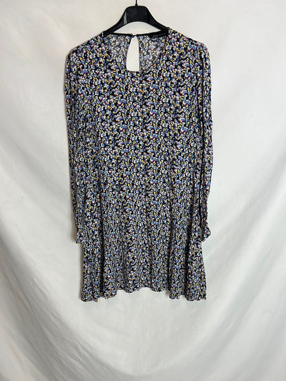 ZARA. Vestido corto flores. T M
