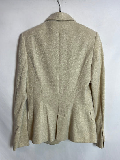 ZARA. Blazer beige hilos dorados. T S