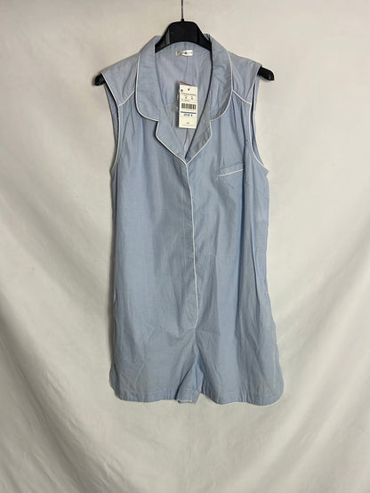 OYSHO. Mono corto/pijama azul sin mangas. T S
