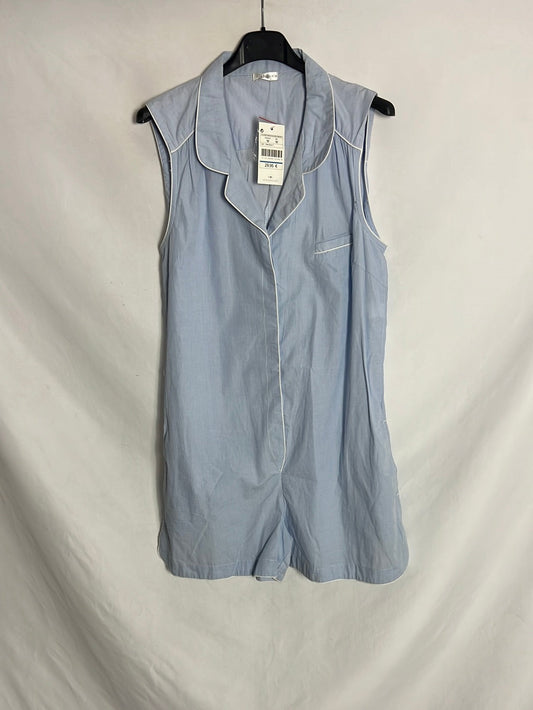 OYSHO. Mono corto/pijama azul sin mangas. T S