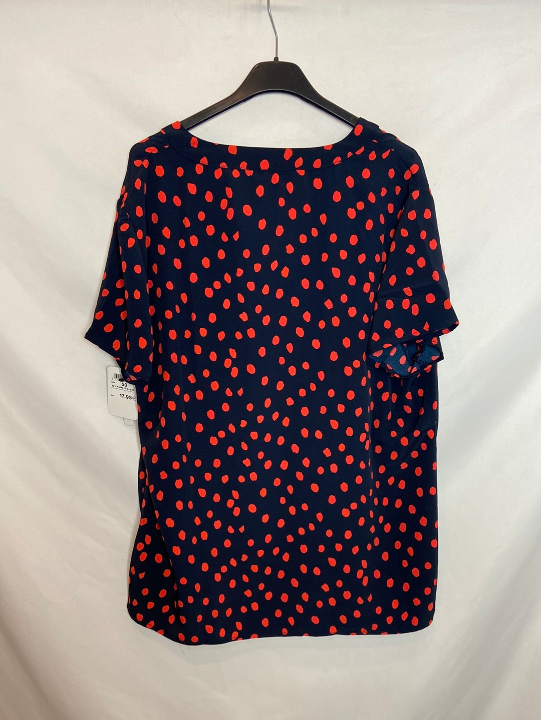 FESTA. Blusa azul lunares rojos T.50