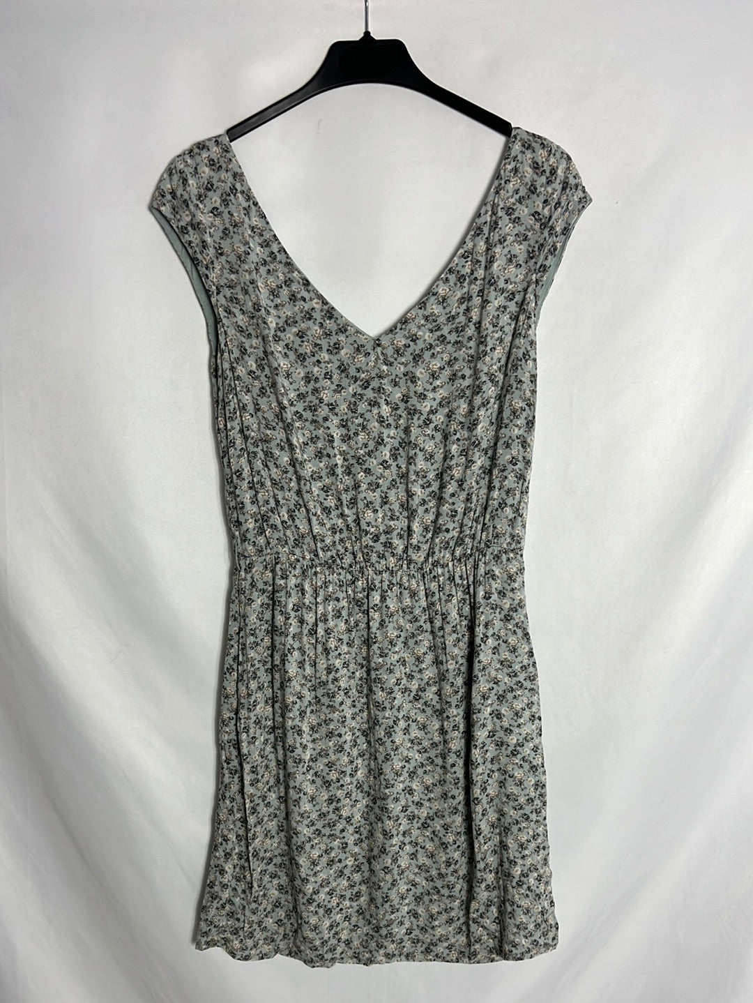 MANGO. Vestido azul claro flores. T S