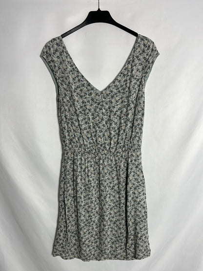 MANGO. Vestido azul claro flores. T S