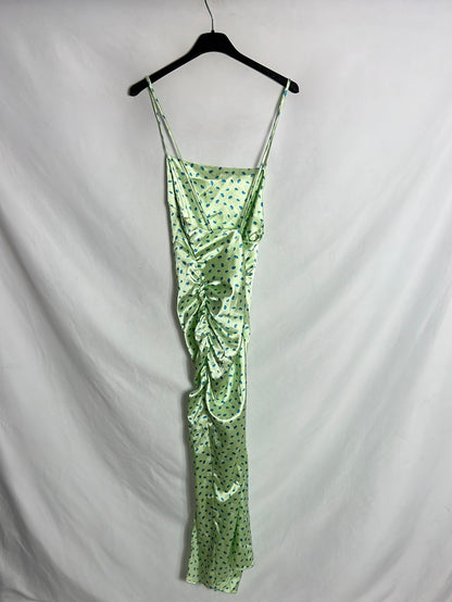 ZARA. Vestido midi satinado flores. T M