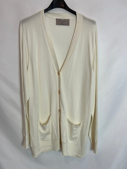 PAUL COSTELLOE LIVING. Long cardigan with gold buttons. Size XL