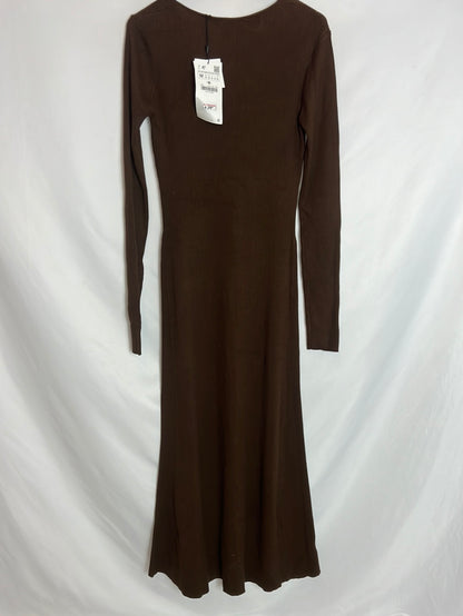 ZARA. Brown ribbed dress Tm