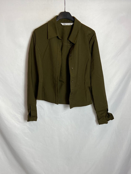 ZARA. Green cropped shirt. TS
