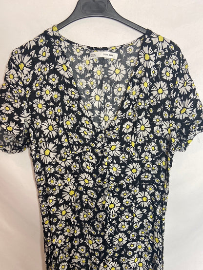 SFERA. Long black floral dress S. M 