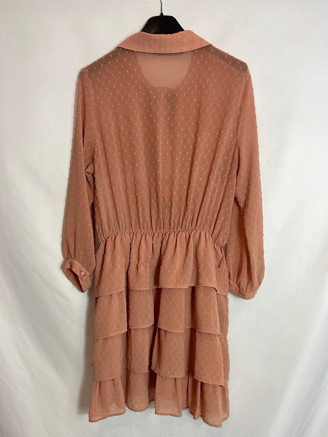 ZARA. Nude plumeti dress. T.S.