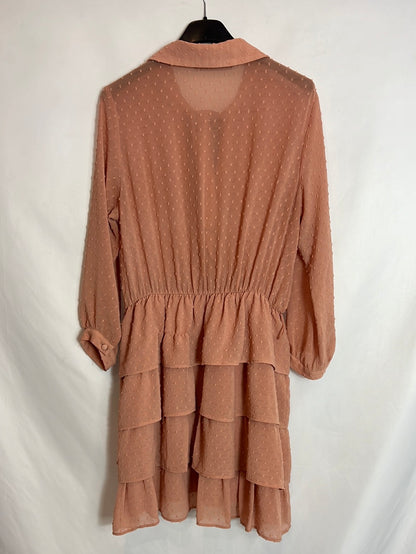 ZARA. Nude plumeti dress. T.S.