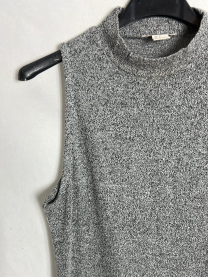 H&M. Camiseta sin mangas jaspeada azul. T 36