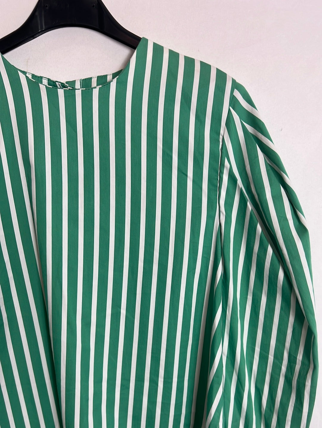 ZARA. Green blouse with white stripes. TS