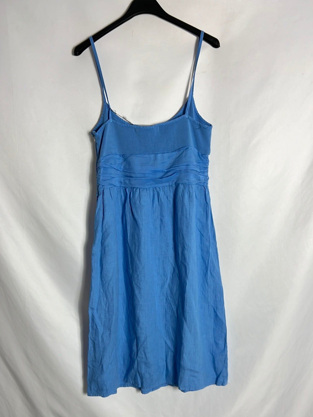 SITA MURTH. Vestido azul doble textura T.38