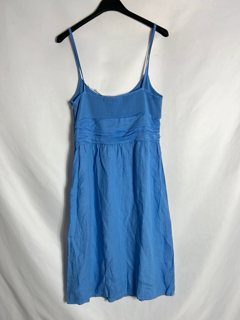 SITA MURTH. Vestido azul doble textura T.38
