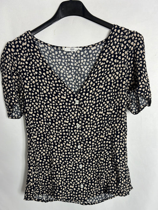 MANGO. Camisa manga corta estampado de flores. T.s