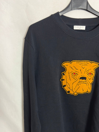 SANDRO. Sudadera azul oscuro dibujo textura. T L