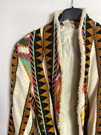 H&amp;M. Ethnic print jacket with belt. Size XS