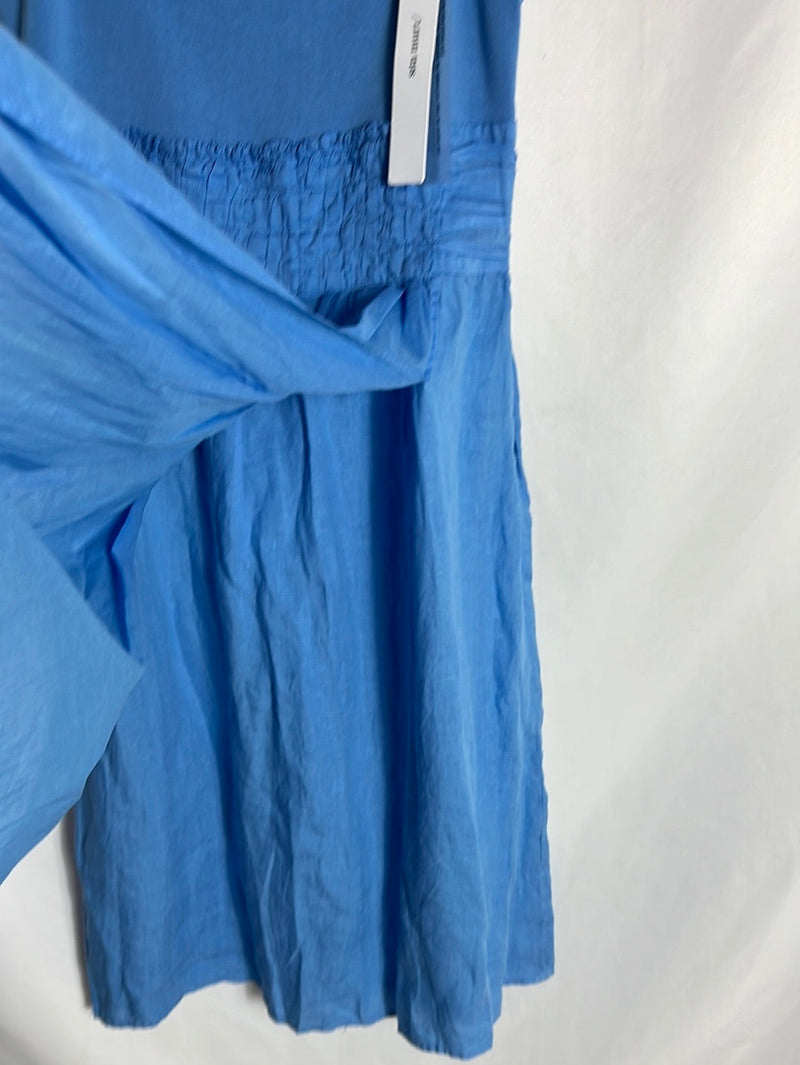 SITA MURTH. Vestido azul doble textura T.38