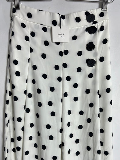 ZARA. Pantalón culotte blanco lunares. T XS