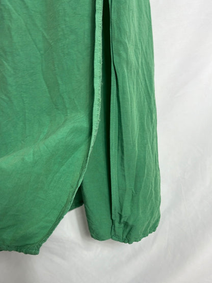 ZARA. Vestido verde midi efecto lino. T M