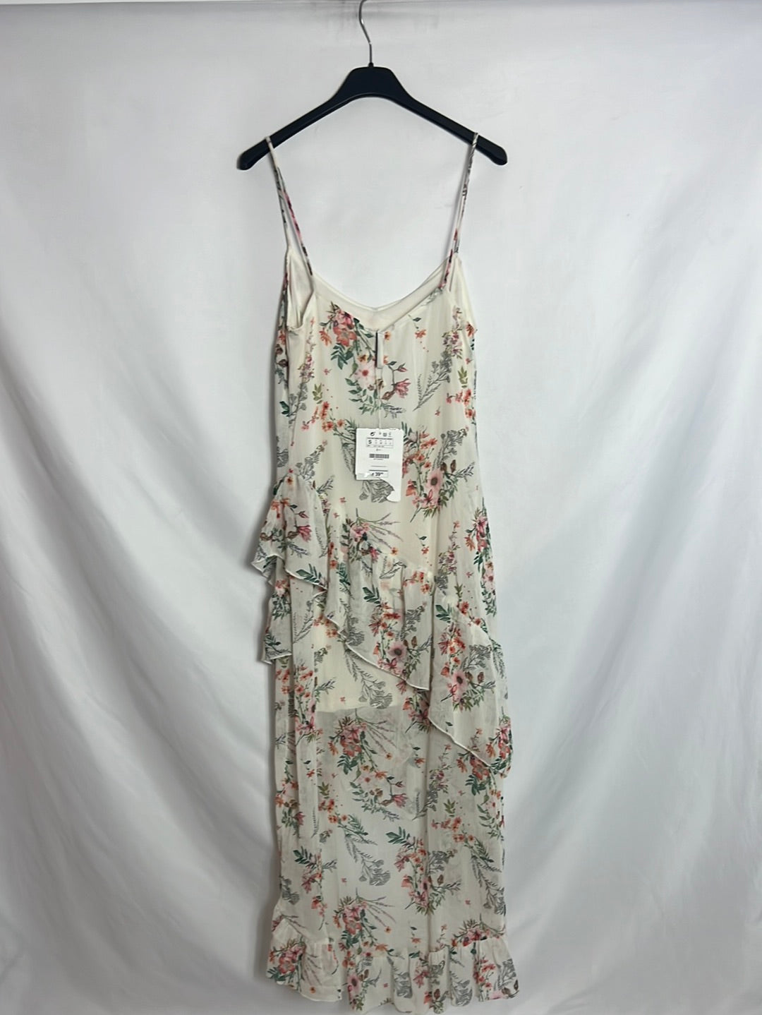 STRADIVARIUS. Vestido gasa estampado flores. T S