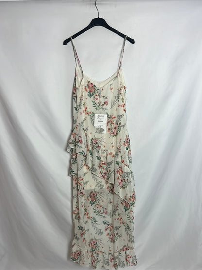 STRADIVARIUS. Vestido gasa estampado flores. T S