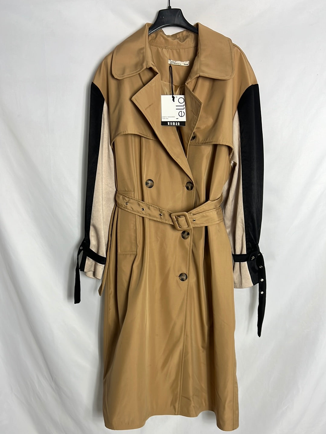 ELLO. Gabardina tricolor mangas satinadas. TU (M/L)