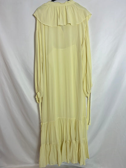 MANGO. Flowing pastel yellow ruffled dress. TS