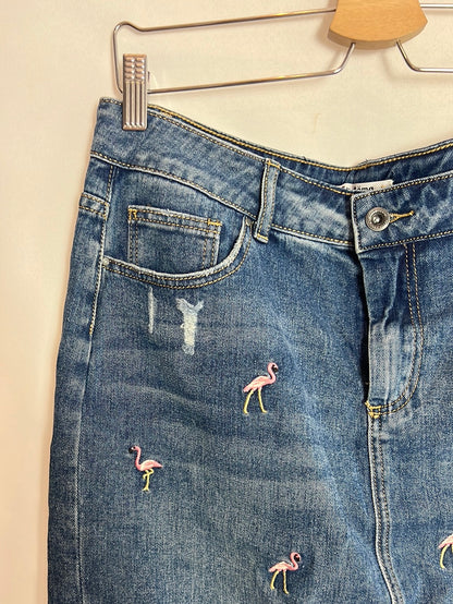 BY MÓMA. Flamenco denim skirt. TXL