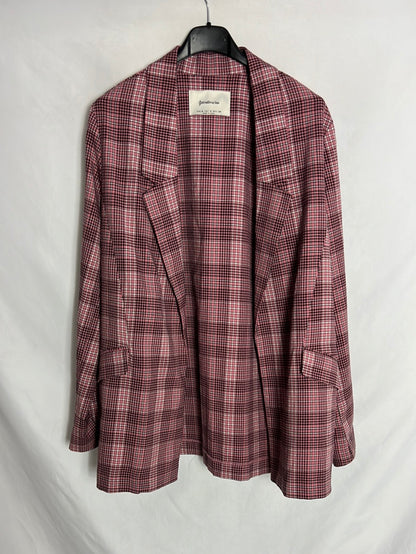 STRADIVARIUS. Blazer fina rosa cuadros. T M