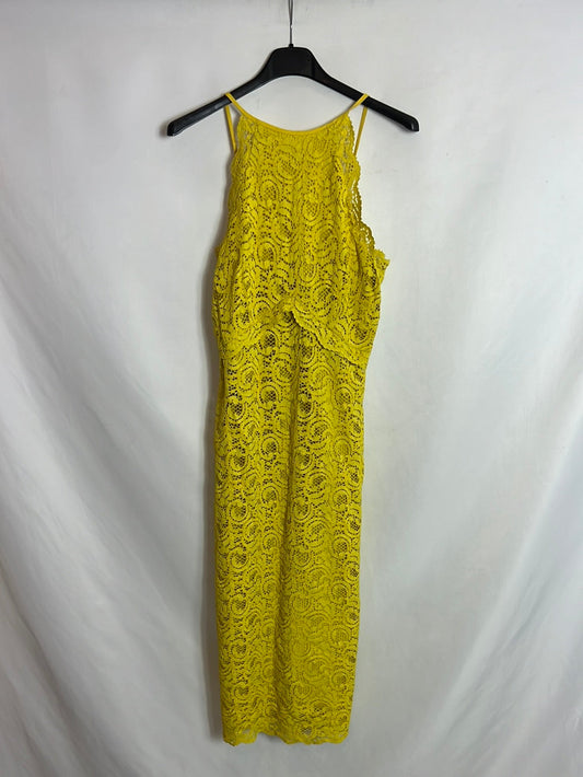 ZARA. Mustard lace midi dress. TS