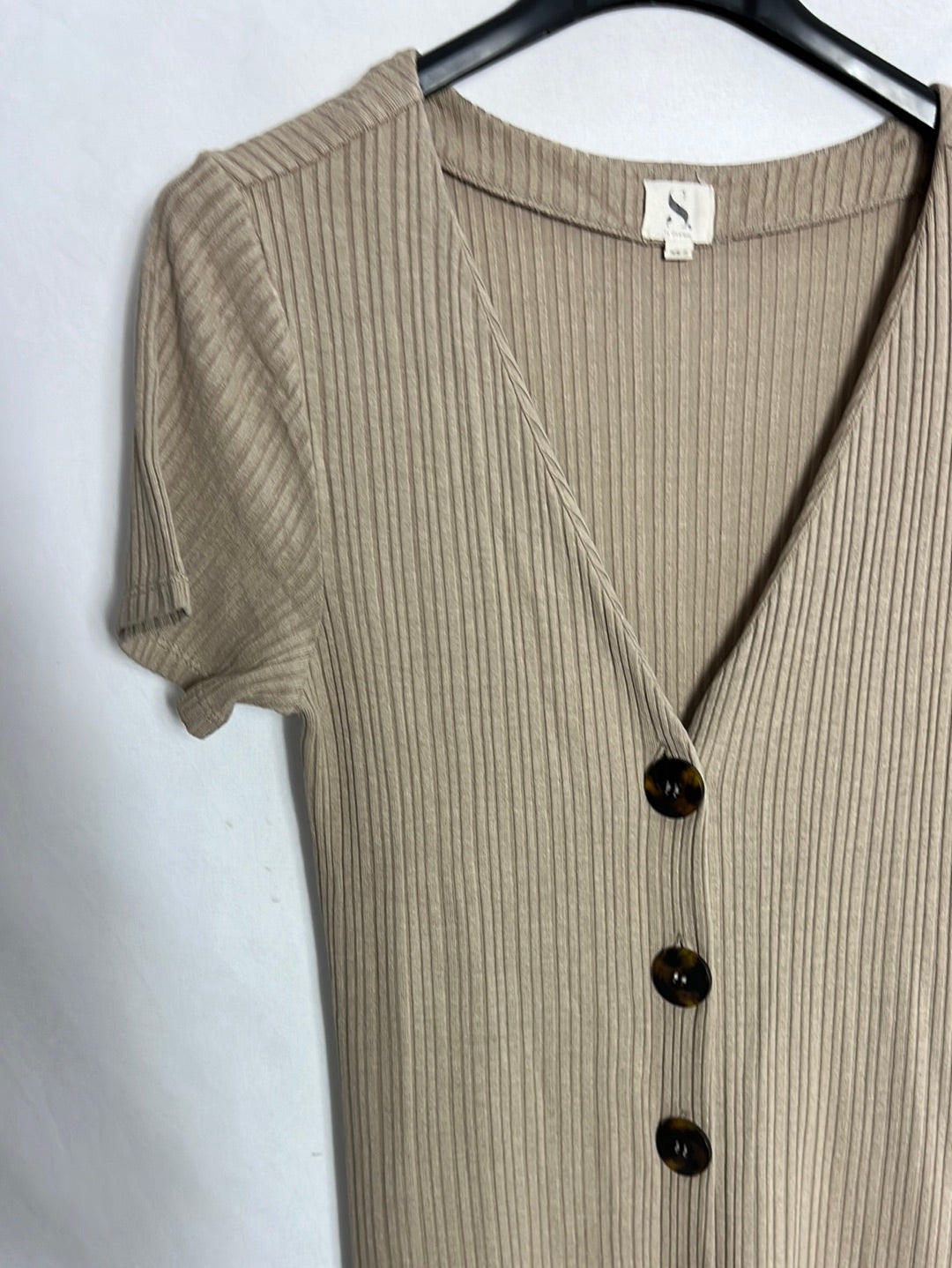 OTRAS. Vestido midi canalé camel. T S