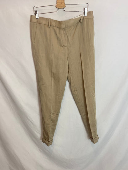 MASSIMO DUTTI. Pantalón traje beige. T.42