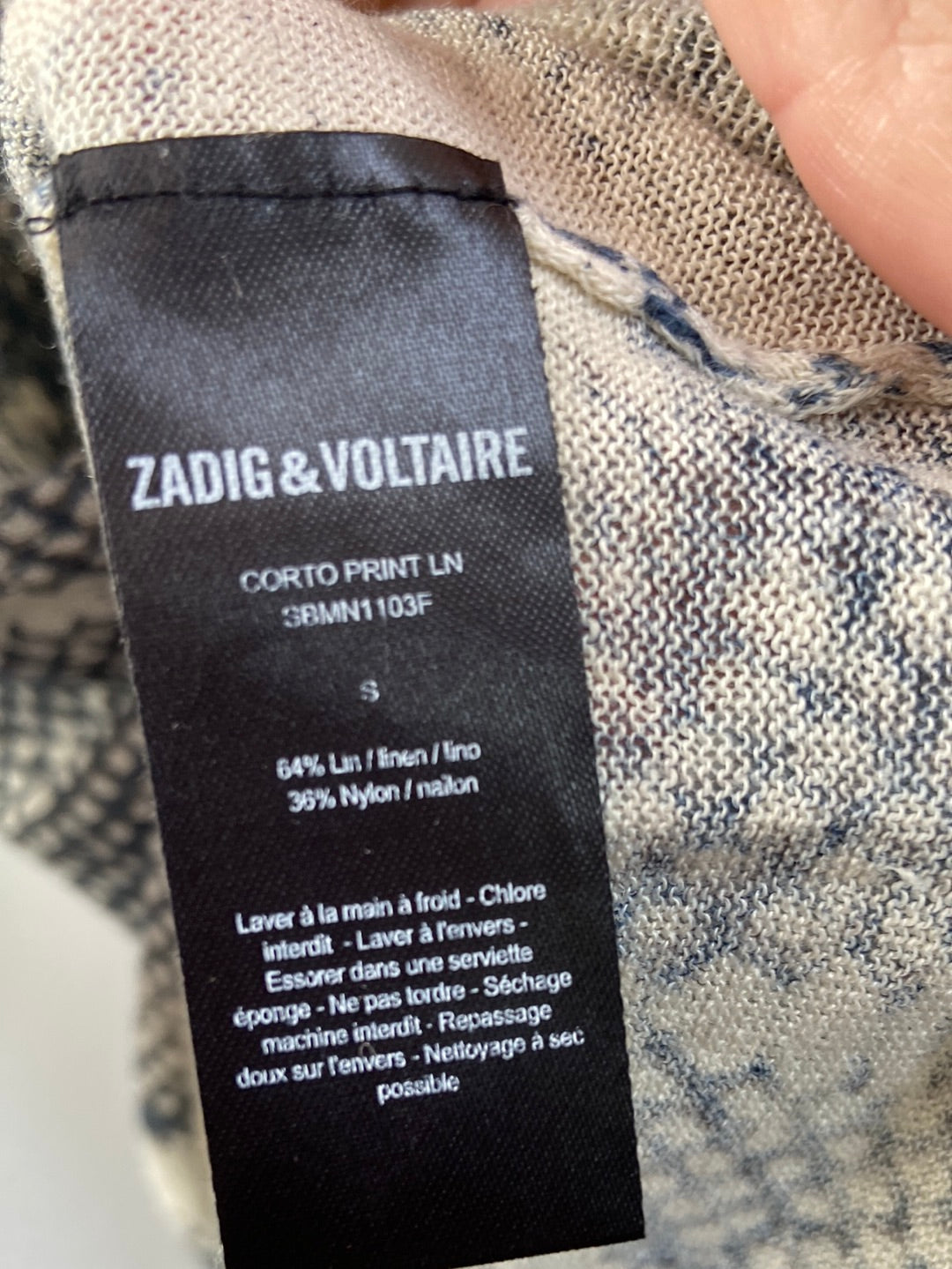 ZADIG&VOLTAIRE.Jersey fino botones estampada T.s