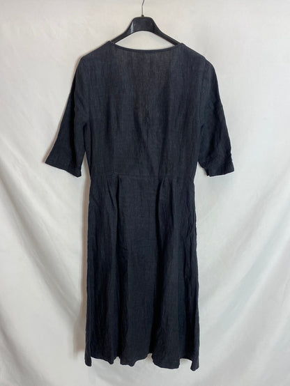 MANGO. Vestido camisero midi gris. T.s