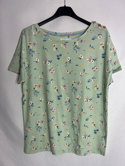 SPRINGFIELD. Camiseta verde claro flores. T M