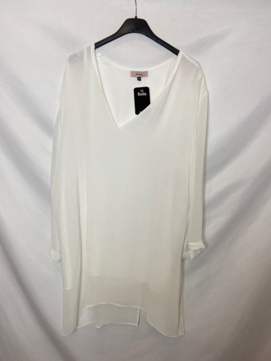 FESTA. White long-sleeved blouse, size 50