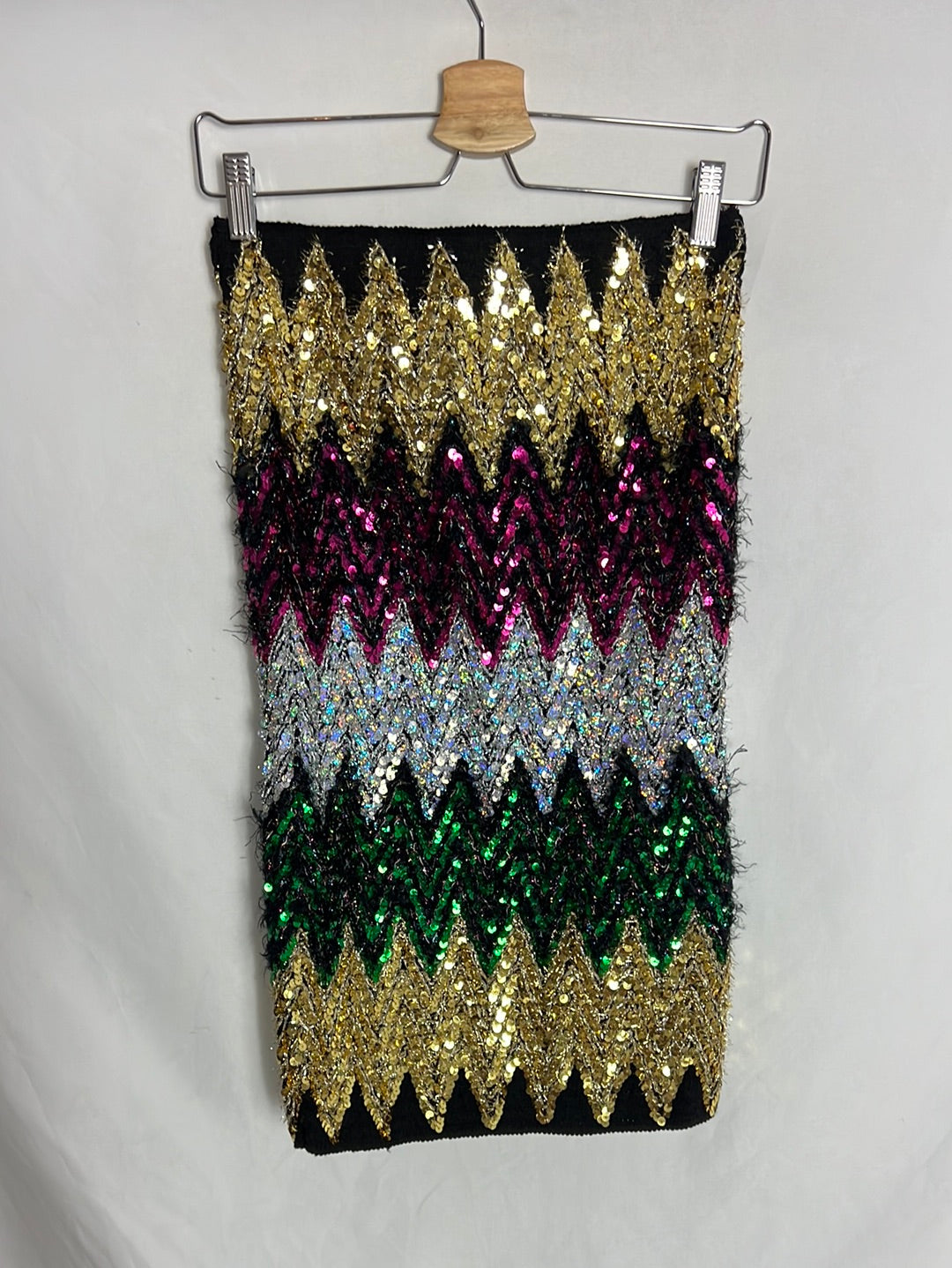 PHI PHI STAR. Falda midi tubo lentejuelas. TU (S)