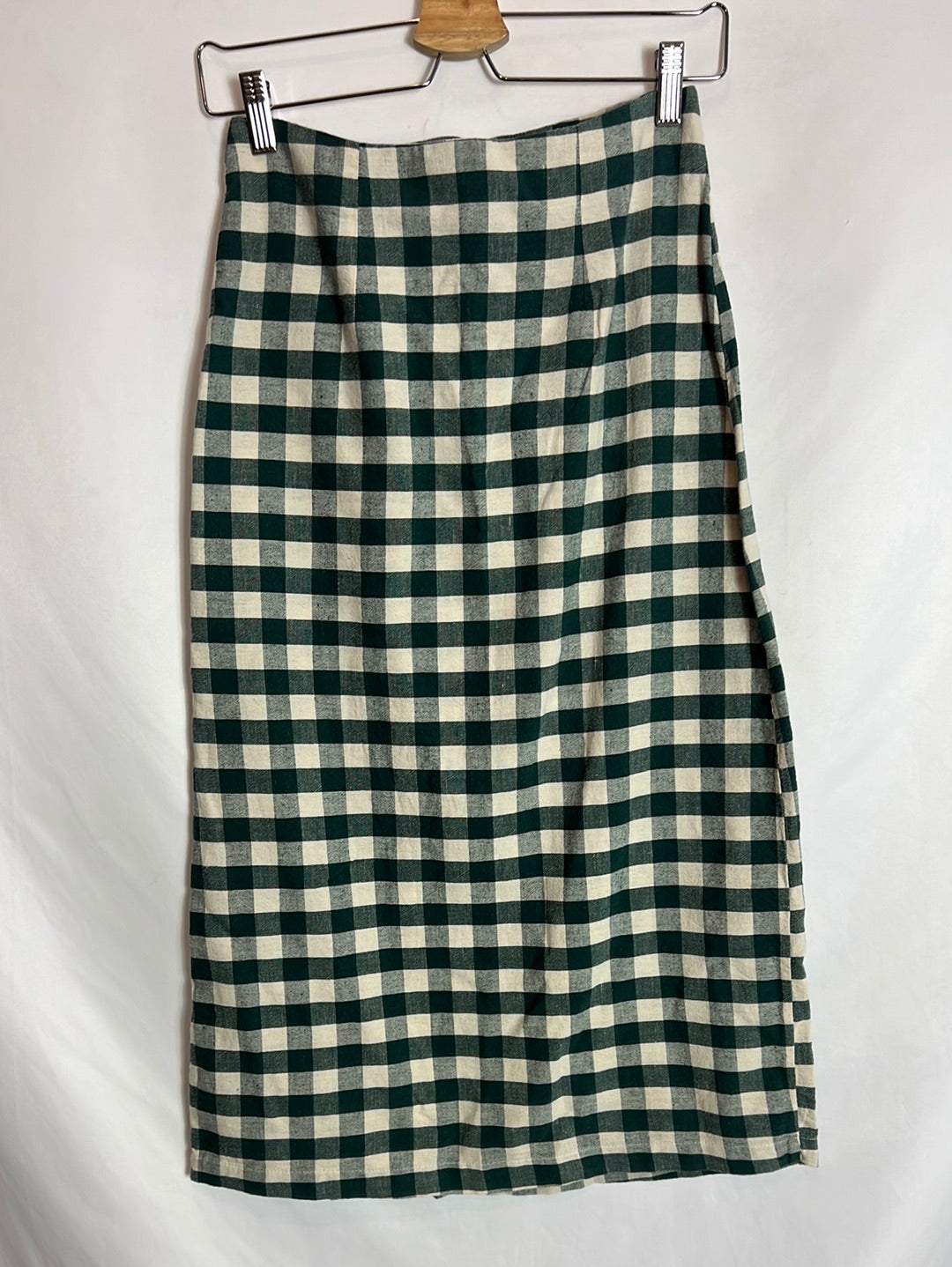 MANGO. Falda midi cuadros vichy apertura. T XS